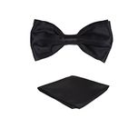 Eccellente Combo of Black Bow Tie & Pocket Square for Kids