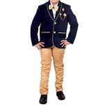 Arshia Fashions Boys Coat Blazer Suit with Shirt Pant and Bow - Party Wear - Blue Beige