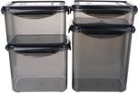 Bel Casa Lock & Store Rectangle  - 360 ml, 750 ml, 1000 ml, 1500 ml Polypropylene Multi-purpose Storage Container(Pack of 4, Grey)