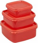 Nayasa  - 250 ml, 650 ml, 1000 ml Plastic Food Storage(Pack of 3, Red)