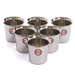 Embassy Stainless Steel Happy Coffee Glass / Tumbler, Pack of 6, Size 2 - 225 ml/glass