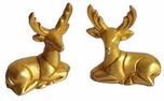 Aakrati Brassware Sitting Deer Set Of 2 Unique For Table Decoration Decorative Showpiece  -  6.35 cm(Brass, Yellow)