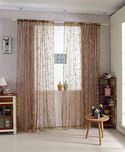 Generic 100*200Cm Butterfly Window Voile Curtain Sheer Tulle Drape Valance Coffee