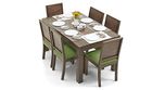 Urban Ladder Arabia - Oribi Six Seater Solid Wood Dining Table Set (Teak Finish Finish, Avocado Green)