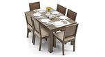 Urban Ladder Arabia - Oribi Six Seater Solid Wood Dining Table Set (Teak Finish Finish, Wheat Brown)