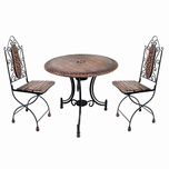Acme Production Wooden & Iron Carved,Decorative Foolding Table with 2 Chair Set