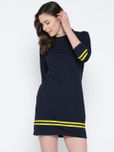 Miss Chase Women Navy Striped Detail T-shirt Dress