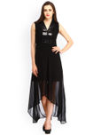 Cottinfab Women Black Sequinned Maxi Dress