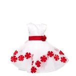 Pink Wings Girls Frock (PWDGR6744_ White & Red Silk and tissue_1-2 Years)
