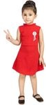 Addyvero Girls Midi/Knee Length Party Dress(Red, Sleeveless)