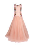 CUTECUMBER Girls Peach Pink Self-design Maxi Dress