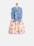 StyleStone Girls Blue Printed Fit & Flare Dress