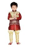 AJ Dezines Boys Kurta Pyjama Waistcoat Set (636_MAROON_9_Maroon_9-10 Years)