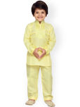 Aj DEZInES Boys Yellow Solid Kurta with Pyjama