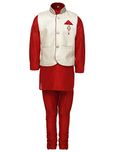 AJ DEZINES Kids Kurta Pyjama Waistcoat Set for Boys (637_RED_5)