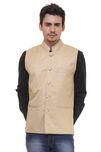 Routeen Beige Casual Formal Modi Waistcoat Jackets for Men