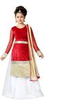 Aarika Girls Lehenga Choli Ethnic Wear Self Design Lehenga, Choli and Dupatta Set(Maroon, Pack of 1)