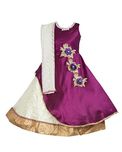 My Lil Princess Baby Girls Birthday Party wear Frock Dress_Assementric LC Purple_Tafetta Silk_4 -5 Years