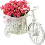 Tiedribbons Cycle vase Red Peonies Plastic Flower Basket with Artificial Flower & Plant(W: 22 cm x H: 10 cm x D: 12 cm)