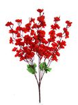 Fourwalls Artificial Peach Blossom Flower Bunch (7 Branches, Red)