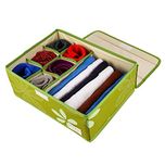 UberLyfe 6 Cell Drawer Closet Divider Storage Box Storage Boxes For Clothes, Shoes, Undergarments, Bra, Socks with Lid (Color Green) - (UW-000165-GRWL6C)