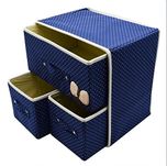 VelVeeta New 1 Pcs Folding 3 Drawer Fabric Storage Box Organizer Boxes For Clothing Jewelry ,Underwear Socks Ties Bra Drawer Organiser Storage Box Ex (Colour May Vary)