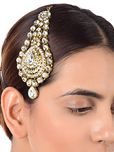Dazzle Collections Party Wear Designer Golden Kundan Passa/MaangTikka