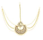 Sanjog Embellished Wedding Pearl Matha Patti Maang Tika For Women & Girls