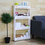 Kurtzy 4 Layer Space Saving Storage Organizer Rack Shelf With Wheels For Kitchen Bathroom Bedroom 54X12X100Cm