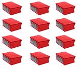 Kuber Industries Saree Cover Set of 12 Pcs in Non Woven Material (Red)