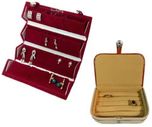 Abhinidi Pack of 2 Ear Ring Folder Ring case Travelling Pouch Box Vanity Box(Red,Brown)