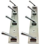 DOCOSS  -Pack Of 2-DELUXE 4 Pin Bathroom Cloth Hanger Robe Wall Hooks Rail For Hanging Keys,Clothes,Towel Steel Hook