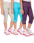 OCEAN RACE Girls Stylish attarctive colors Cotton Capris(3/4 th Pant)-Pack of 3-15187-2/3YRS