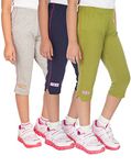 OCEAN RACE Girls Stylish attarctive colors Cotton Capris(3/4 th Pant)-Pack of 3-15192-2/3YRS