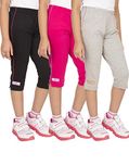 OCEAN RACE Girls Stylish attarctive colors Cotton Capris(3/4 th Pant)-Pack of 3-15176-6/7YRS