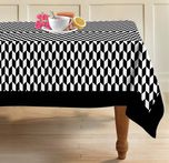 Airwill Checkered 6 Seater Table Cover(Black, White, Cotton)