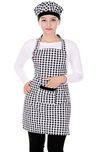 Switchon Branded Cotton Kitchen Apron With Cap In Black And White Checks