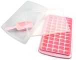 Hokipo Plastic Ice Tray With Storage Box, Spoon And Transparent Cover Lid, 27 X 17 X 8Cm, Random Colors (55 Cubes)