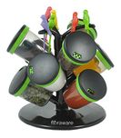 Floraware Plastic Revolving Spice Rack Set, 74ml, Set of 9, Green