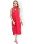 La Firangi Women Pink Solid Straight Kurta