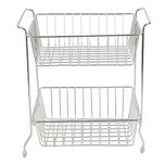 Embassy Fruit & Vegetable Trolley, Rectangle, 2-Tier, 35x25x38 cms, Stainless Steel (Multipurpose Kitchen Storage Rack / Shelf)