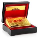 BuW Luxury 24K Gold Foil Plated Playing Cards Poker With Wooden Box Pack