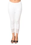 You Forever White Solid Viscose Short Leggings