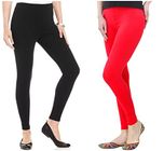 FashGlam Women Premium Ankle Length Leggings - Combo - Black,Red