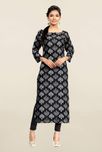 Ziyaa Black Printed Crepe Kurta