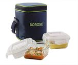 Borosil Glass Tiffin Set 2 Containers Lunch Box(320 ml)