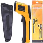 BalRama BalRama -50~550 Handheld Non-Contact Digital LCD IR Infrared Thermo Meter Laser Temperature Tester PYROMETER with Type-K Thermocouple + Leather Cover Case Handheld Bath Thermometer(Black, Yellow)