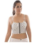 Floral Cotton Readymade Blouse cum Crop Top Padded with soft cups STRETCHABLE FREE SIZE (Plain White)