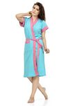 Sweet Night - Womens Bath Gown , Bath Robe - Blue - Pink - Terry Cotton - Free Size