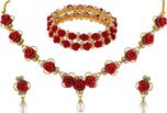 Classique Designer Jewellery Alloy Jewel Set(Red)